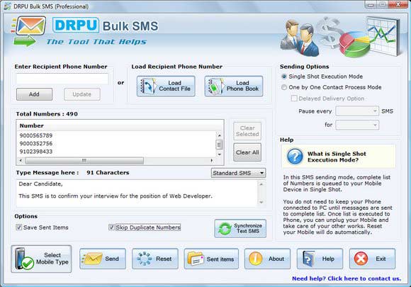 Free Bulk SMS screen shot