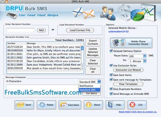 Mac Free Bulk SMS Software 8.2.1.0 full